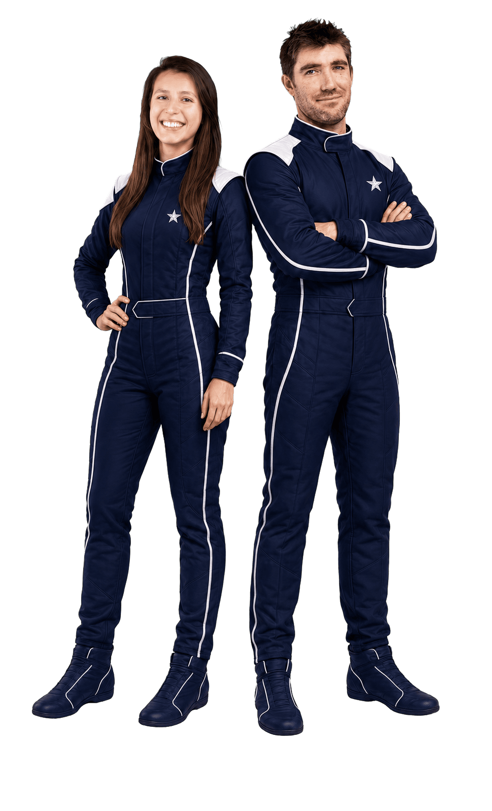 Airspeeder USA pilots in red, white and blue race suits