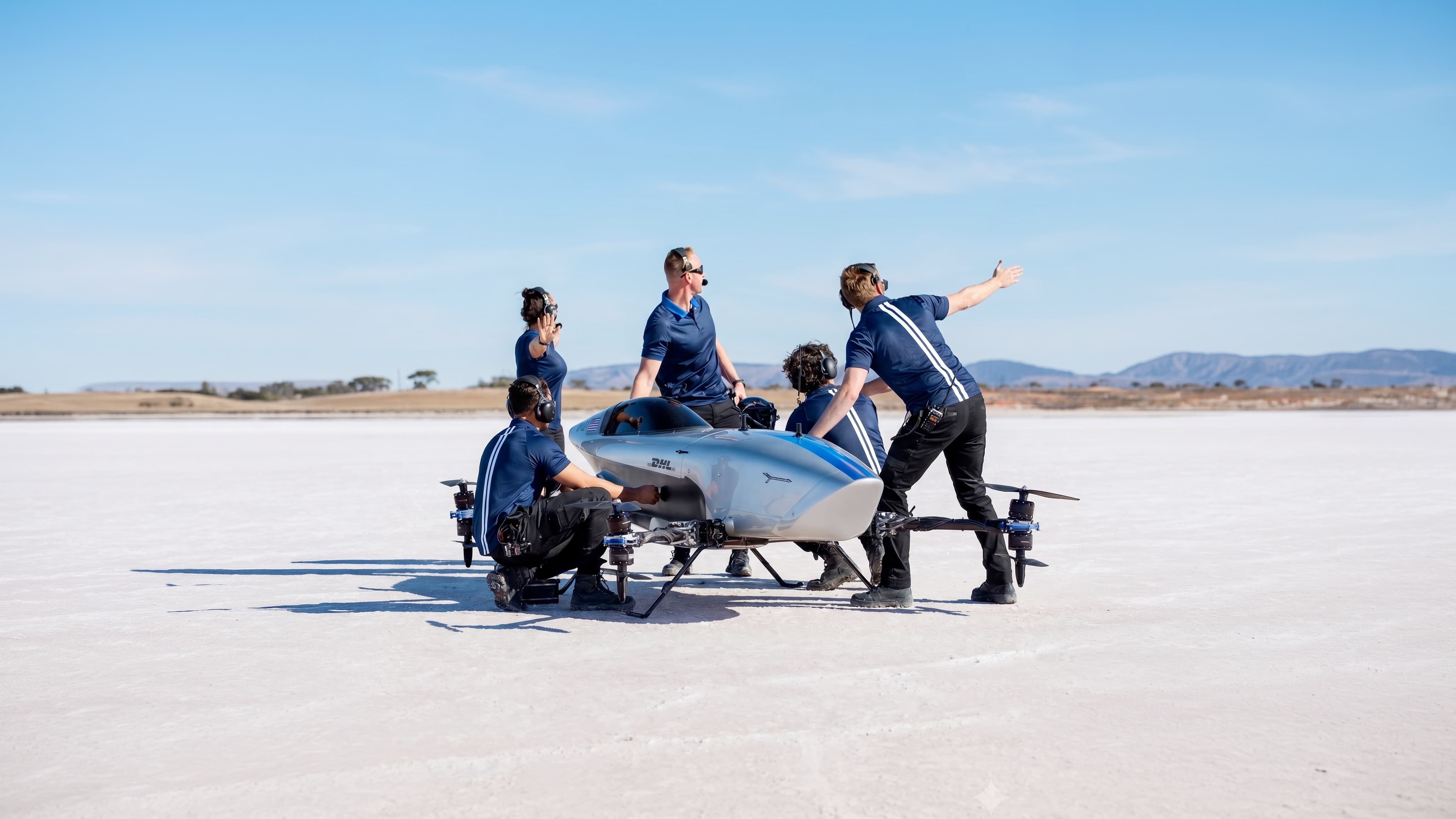 Airspeeder USA crew with the race craft